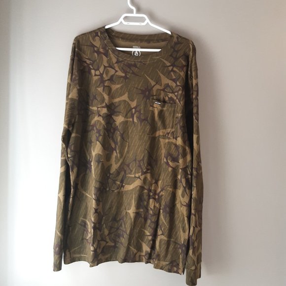 Volcom Punch Dagger Crew Long Sleeve Shirt Army New! Size XL - Picture 1 of 15